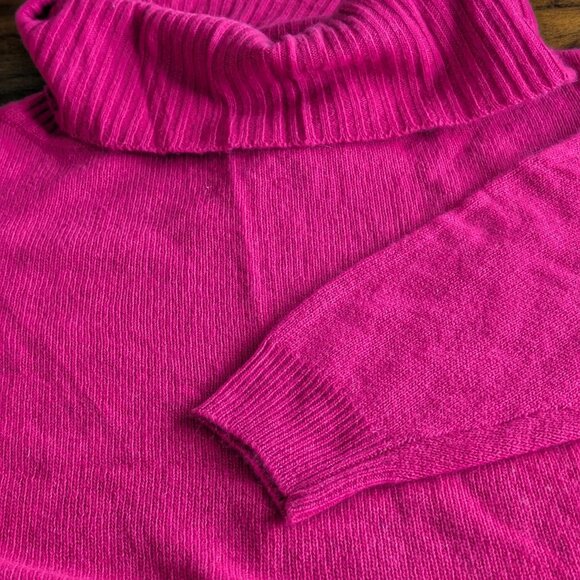 Express Tricot - 90s Angora wool berry magenta cowl neck tunic sweater - Large - Picture 5 of 5